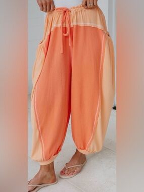 POL Orange Ruffle Waist Skirt